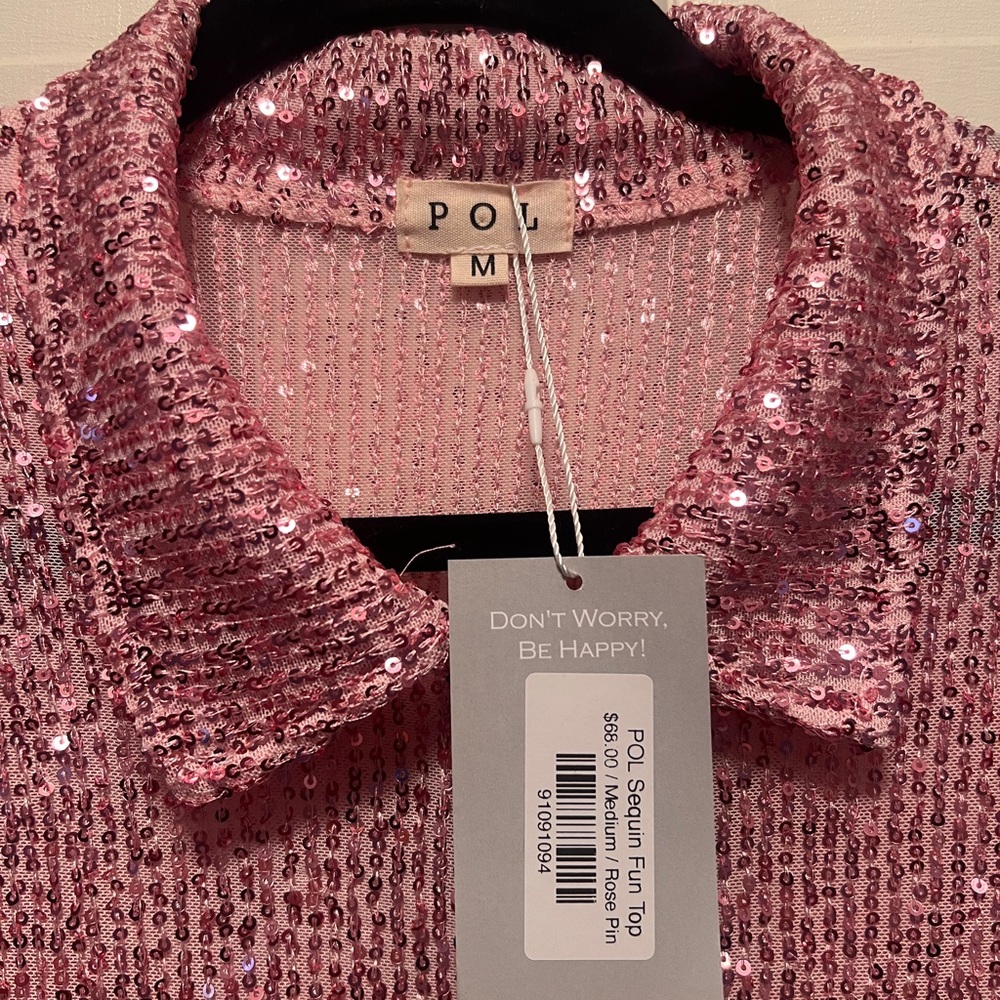 POL Pink Sequin Top - Picture 3 of 11